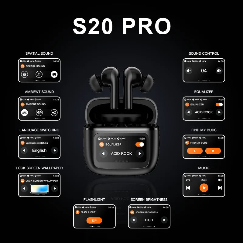 S20 PRO Touch Screen ANC Wireless Earphones
