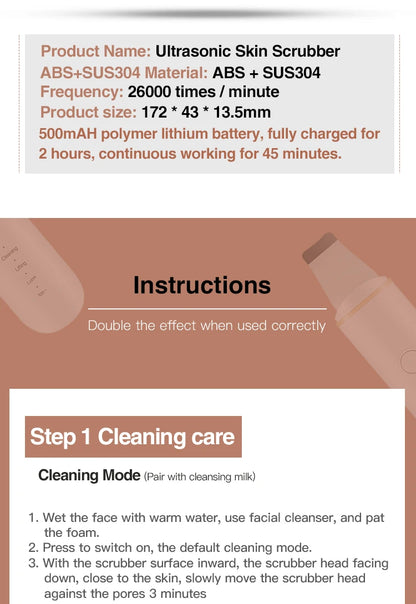 Ultrasonic Skin Scrubber Vibration Face